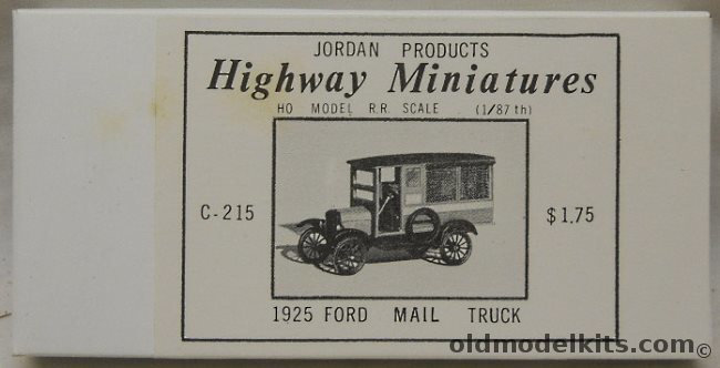 Jordan Products 1/87 1925 Ford Mail Truck HO Scale, C-215 plastic model kit